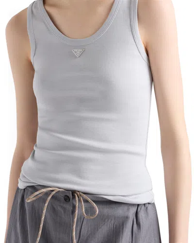 Prada Tanktop Aus Rippstrick In Gray
