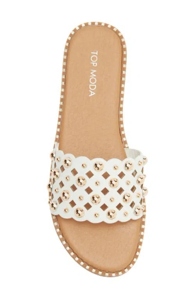 Top Moda Mick Flat Sandal In White