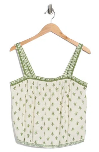 Max Studio Sleeveless Bubble Hem Linen-blend Top In Neutral