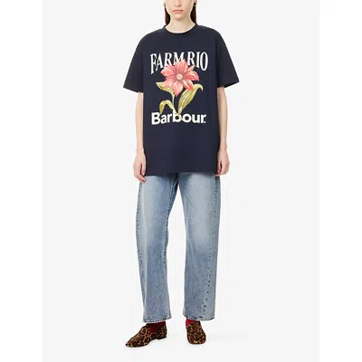 Barbour X Farm Rio Floral-print T-shirt In Black