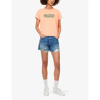 Mother The Main Course Frayed Denim Shorts In Blue