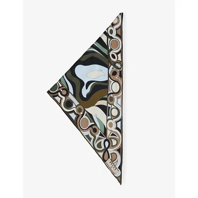 Pucci Silk Scarf Triangle Shape Geometric Pattern In Multi