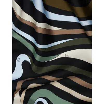Pucci Silk Scarf Triangle Shape Geometric Pattern In Multi