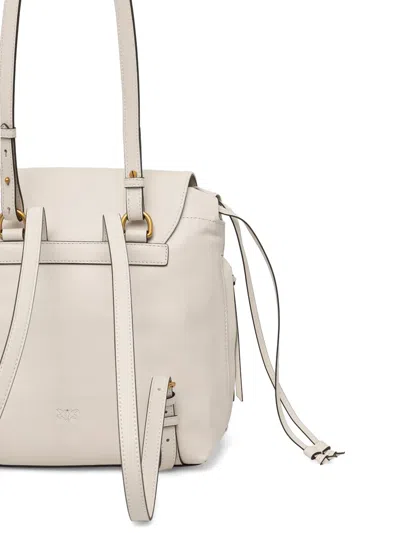 Pinko Medium Saddle Buckle-detail Backpack In White