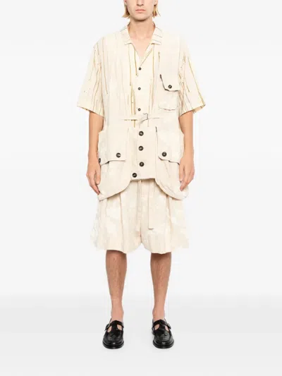 Ziggy Chen Belted Multi-pocket Gilets In White
