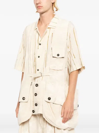Ziggy Chen Belted Multi-pocket Gilets In White