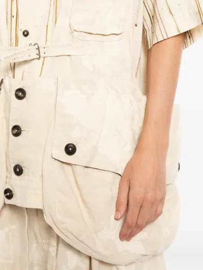 Ziggy Chen Belted Multi-pocket Gilets In White