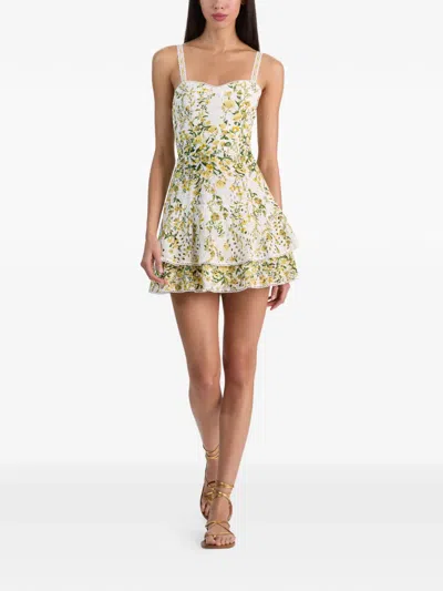 Alice And Olivia Meredith Sweetheart Drop Ruffle Flare Mini Dress In Multi