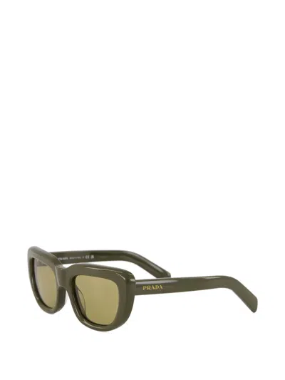Prada Rectangle-frame Sunglasses In Green