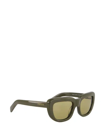 Prada Rectangle-frame Sunglasses In Green