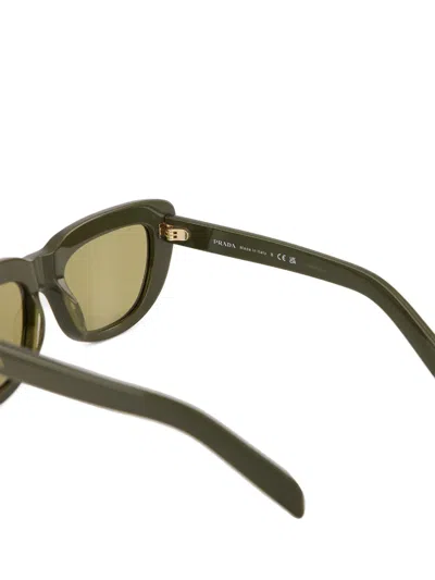 Prada Rectangle-frame Sunglasses In Green