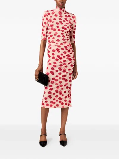 Stella Mccartney Gathered Printed Mesh T-shirt In Pink