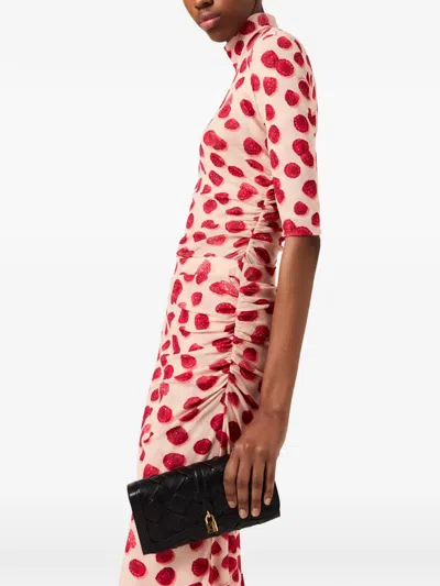 Stella Mccartney Gathered Printed Mesh T-shirt In Pink