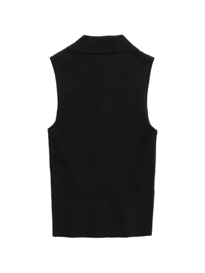 Paige Womens Black Vesta Polo-collar Ribbed Knitted Top
