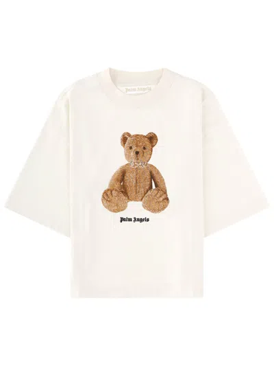 Palm Angels White Graphic Crew Neck T-shirt In White