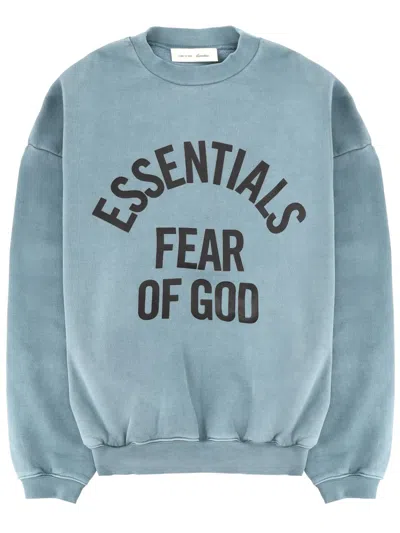 Essentials Blue Relaxed Oversized Arched Logo Sweatshirt In Blue