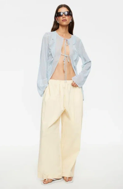 Lioness Barely There Tie Front Top In Blue