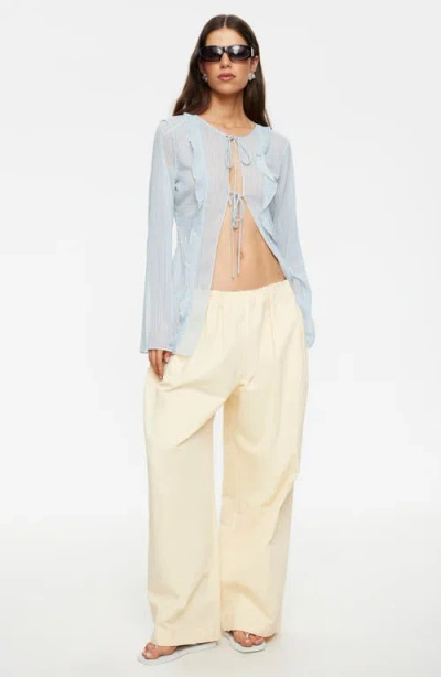 Lioness Barely There Tie Front Top In Blue