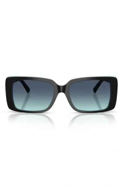 Tiffany & Co . 55mm Gradient Rectangular Sunglasses In Black