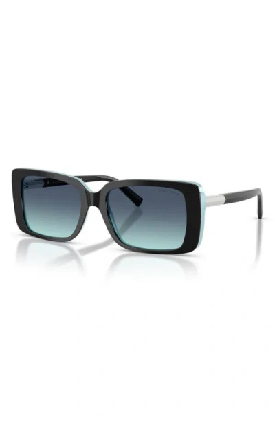 Tiffany & Co . 55mm Gradient Rectangular Sunglasses In Black