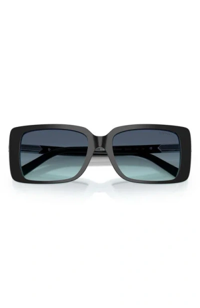 Tiffany & Co . 55mm Gradient Rectangular Sunglasses In Black
