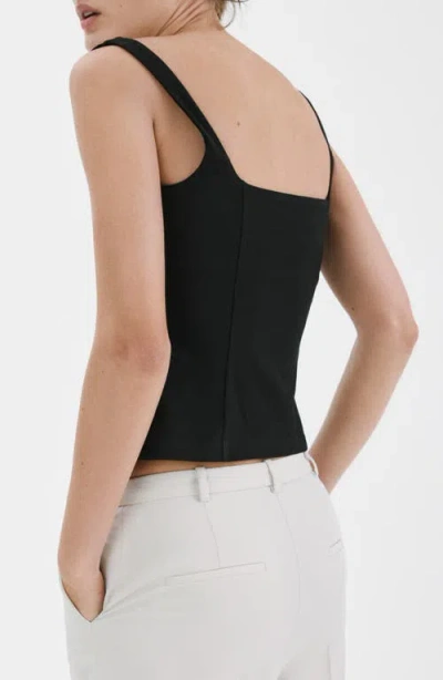 Mango Fitted Square Neck Top In Black