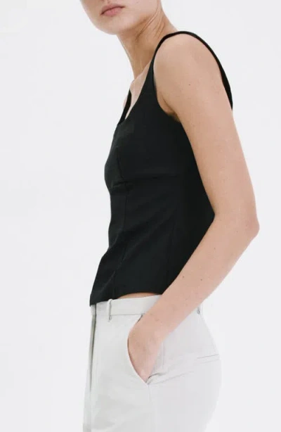 Mango Fitted Square Neck Top In Black