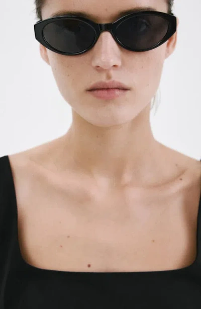 Mango Fitted Square Neck Top In Black