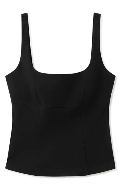 Mango Fitted Square Neck Top In Black