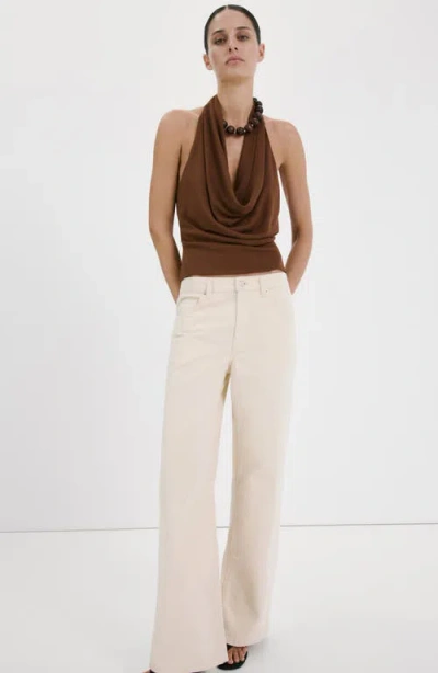 Mango Coris Draped Halter Top In Brown