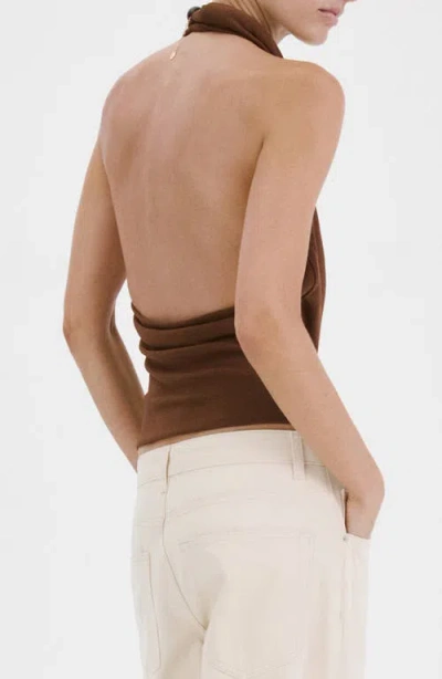 Mango Coris Draped Halter Top In Brown