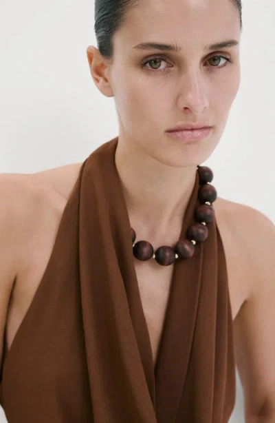 Mango Coris Draped Halter Top In Brown