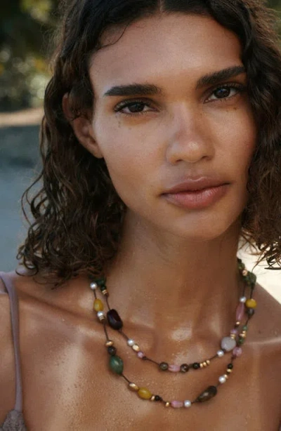 Mango Beaded Layered Necklace In Multi