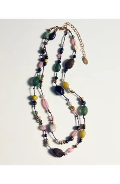 Mango Beaded Layered Necklace In Multi