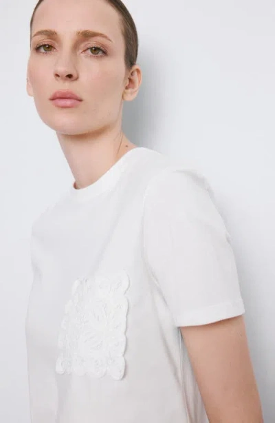 Mango Embroidered Cotton T-shirt In White