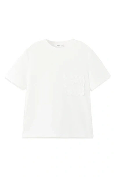 Mango Embroidered Cotton T-shirt In White