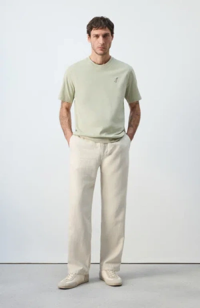 Mango Escape Mode Embroidered Cotton T-shirt In Green