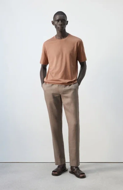 Mango Regular Fit Cotton T-shirt In Orange