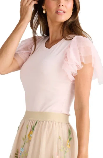 Brave + True Brave+true Chance Flutter Sleeve T-shirt In Pink