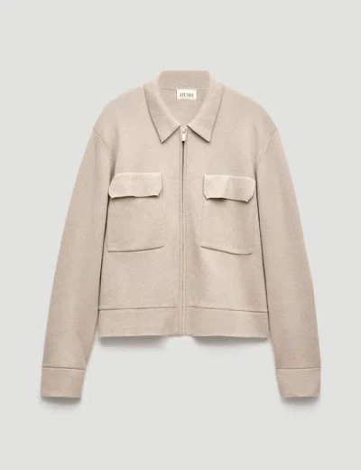 Hush Knitted Zip Front Jacket In Neutral