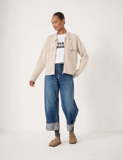 Hush Knitted Zip Front Jacket In Neutral