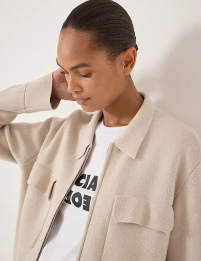 Hush Knitted Zip Front Jacket In Neutral