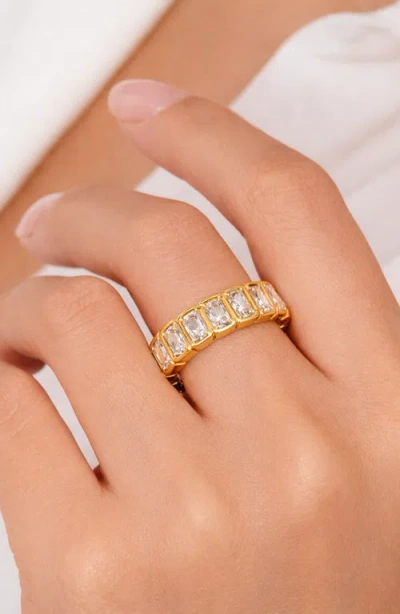 Kellery Rectangular Cubic Zirconia Eternity Ring In Gold