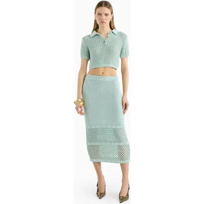 Dodiee Ruby Crochet Midi Skirt In Blue