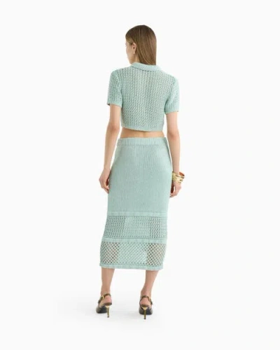 Dodiee Ruby Crochet Midi Skirt In Blue