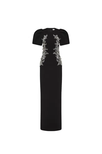 Rebecca Vallance Zephyr Embellished Crepe Gown In Black
