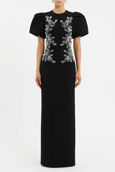 Rebecca Vallance Zephyr Embellished Crepe Gown In Black