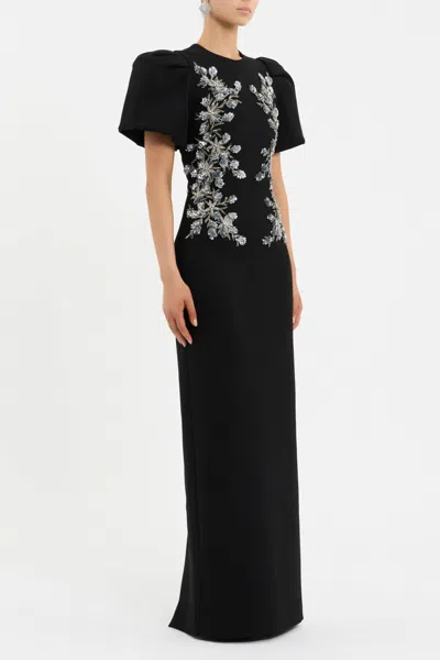 Rebecca Vallance Zephyr Embellished Crepe Gown In Black