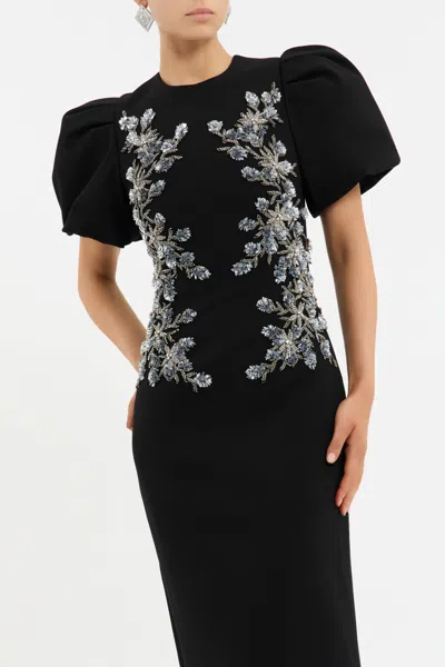 Rebecca Vallance Zephyr Embellished Crepe Gown In Black