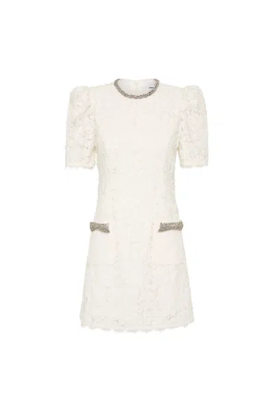 Rebecca Vallance Dillon Crystal And Sequin-embellished Lace Mini Dress In White